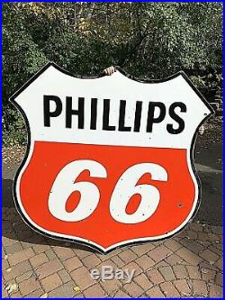 Vintage LG 6Ft 1960 Porcelain Phillips 66 Oil Gas Gasoline Sign Service Station