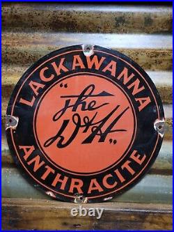 Vintage Lackawanna Anthracite Porcelain Sign Delaware Hudson Railway Motor Oil