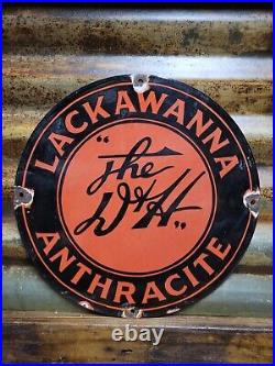 Vintage Lackawanna Anthracite Porcelain Sign Delaware Hudson Railway Motor Oil