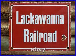 Vintage Lackawanna Railroad Porcelain Sign Old Train Railway Marker Collectible