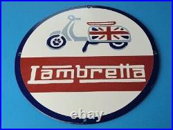Vintage Lambretta Scooters Porcelain Gas Service Station Pump Vespa Dealer Sign