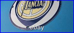 Vintage Lancia Porcelain Gas Automobile Sales & Service Dealer Pump Plate Sign