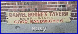 Vintage Large 5 ft Daniel Boone's Tavern Double Sided Wooden Sign