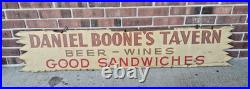 Vintage Large 5 ft Daniel Boone's Tavern Double Sided Wooden Sign
