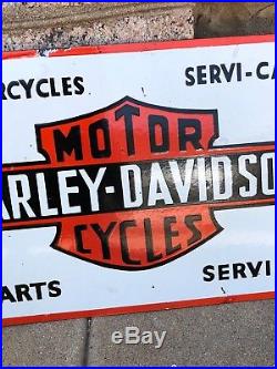 Vintage Large Harley Davidson Motorcycle Porcelain Dealer Advertising Sign 20