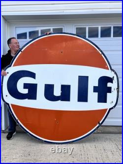 Vintage Large Porcelain Gulf Oil Gas Gasoline Sign 79 by 73 inch 1 sided 1966 Vintage Large Porcelain Gulf Oil Gas Gasoline Sign 79 by 73 inch 1 sided 1966