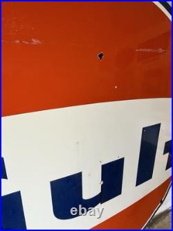 Vintage Large Porcelain Gulf Oil Gas Gasoline Sign 79 by 73 inch 1 sided 1966 Vintage Large Porcelain Gulf Oil Gas Gasoline Sign 79 by 73 inch 1 sided 1966