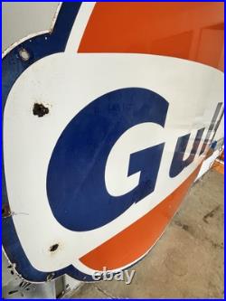 Vintage Large Porcelain Gulf Oil Gas Gasoline Sign 79 by 73 inch 1 sided 1966 Vintage Large Porcelain Gulf Oil Gas Gasoline Sign 79 by 73 inch 1 sided 1966