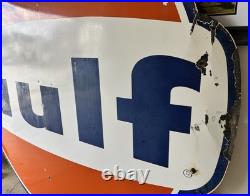 Vintage Large Porcelain Gulf Oil Gas Gasoline Sign 79 by 73 inch 1 sided 1966 Vintage Large Porcelain Gulf Oil Gas Gasoline Sign 79 by 73 inch 1 sided 1966
