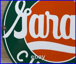 Vintage Last Chance Garage Porcelain Sign Gas Motor Oil Service Station Gasoline