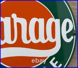 Vintage Last Chance Garage Porcelain Sign Gas Motor Oil Service Station Gasoline