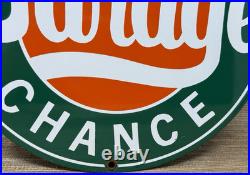 Vintage Last Chance Garage Porcelain Sign Gas Motor Oil Service Station Gasoline