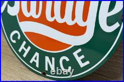 Vintage Last Chance Garage Porcelain Sign Gas Motor Oil Service Station Gasoline