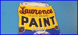 Vintage Lawrence Paint Sign Hardware Store Porcelain Gas Pump Advertising Sign