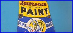 Vintage Lawrence Paint Sign Hardware Store Porcelain Gas Pump Advertising Sign