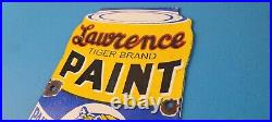 Vintage Lawrence Paint Sign Hardware Store Porcelain Gas Pump Advertising Sign