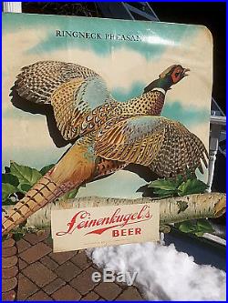 Vintage Leinenkugel Beer Brewery Flying Pheasant Wildlife Sign Chippewa Falls WI
