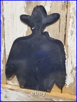 Vintage Levi Porcelain Sign Rare Old Denim Jeans Levi's Western Cowboy Hat Ranch