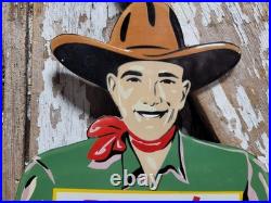 Vintage Levi Porcelain Sign Rare Old Denim Jeans Levi's Western Cowboy Hat Ranch