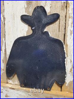 Vintage Levi Porcelain Sign Rare Old Denim Jeans Levi's Western Cowboy Hat Ranch