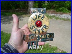 Vintage License Plate Topper Be A Life Saver Drive Safely gm ford chevy dodge