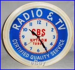 Vintage Lighted CBS Clock And Tube Radio Advertising SignOriginal Working Clock