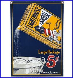 Vintage Lighthouse Soap Porcelain Sign Marine Gas Station Store Oil Nautical