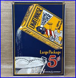 Vintage Lighthouse Soap Porcelain Sign Marine Gas Station Store Oil Nautical