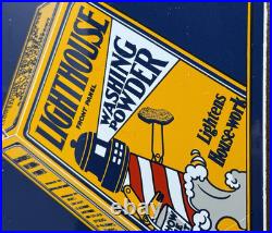 Vintage Lighthouse Soap Porcelain Sign Marine Gas Station Store Oil Nautical