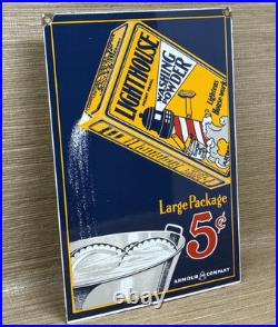 Vintage Lighthouse Soap Porcelain Sign Marine Gas Station Store Oil Nautical