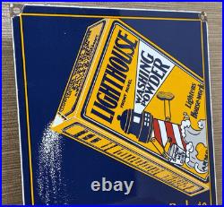 Vintage Lighthouse Soap Porcelain Sign Marine Gas Station Store Oil Nautical