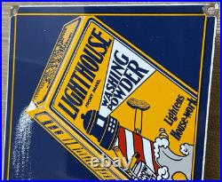 Vintage Lighthouse Soap Porcelain Sign Marine Gas Station Store Oil Nautical