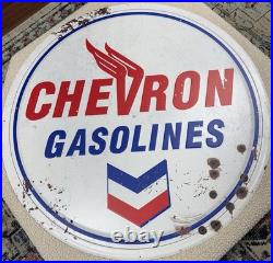 Vintage Like Large Chevron Gasoline Gas & Oil Station Metal Sign 36 Round