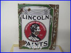 Vintage Lincoln Paints Double Sided Porcelain Flange Sign 20 x 15