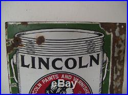Vintage Lincoln Paints Double Sided Porcelain Flange Sign 20 x 15