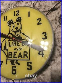 Vintage Line Up With Bear Electric Light Up Clock
