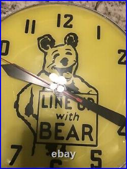 Vintage Line Up With Bear Electric Light Up Clock