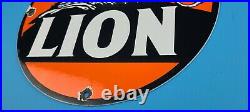 Vintage Lion Gasoline Porcelain Gas Motor Oil Auto Service Station Pump Sign