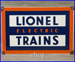 Vintage Lionell Electric Trains Porcelain Sign Gas Station Motor Oil Rail Road