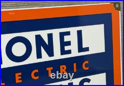 Vintage Lionell Electric Trains Porcelain Sign Gas Station Motor Oil Rail Road