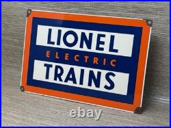Vintage Lionell Electric Trains Porcelain Sign Gas Station Motor Oil Rail Road
