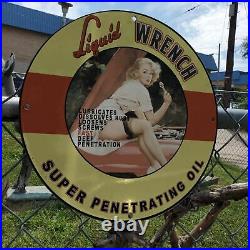 Vintage Liquid Wrench Super Penetrating Oil Porcelain Gas & Oil Pump Sign