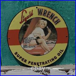 Vintage Liquid Wrench Super Penetrating Oil Porcelain Gas & Oil Pump Sign