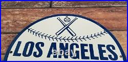 Vintage Los Angeles Dodgers Porcelain Major League Baseball Stadium Field Sign