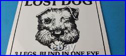 Vintage Lost Dog Porcelain Sign Wanted Notice Missing Gas Pump Plate Sign Vintage Lost Dog Porcelain Sign Wanted Notice Missing Gas Pump Plate Sign