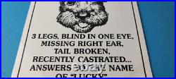 Vintage Lost Dog Porcelain Sign Wanted Notice Missing Gas Pump Plate Sign