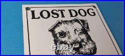 Vintage Lost Dog Porcelain Sign Wanted Notice Missing Gas Pump Plate Sign Vintage Lost Dog Porcelain Sign Wanted Notice Missing Gas Pump Plate Sign