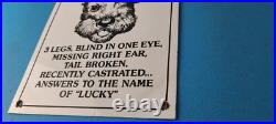 Vintage Lost Dog Porcelain Sign Wanted Notice Missing Gas Pump Plate Sign