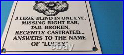 Vintage Lost Dog Porcelain Sign Wanted Notice Missing Gas Pump Plate Sign