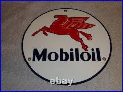 Vintage Lot 2 Diecut Porcelain Mobil Mobiloil & Gasoline Contains Lead Oil Sign Vintage Lot 2 Diecut Porcelain Mobil Mobiloil & Gasoline Contains Lead Oil Sign